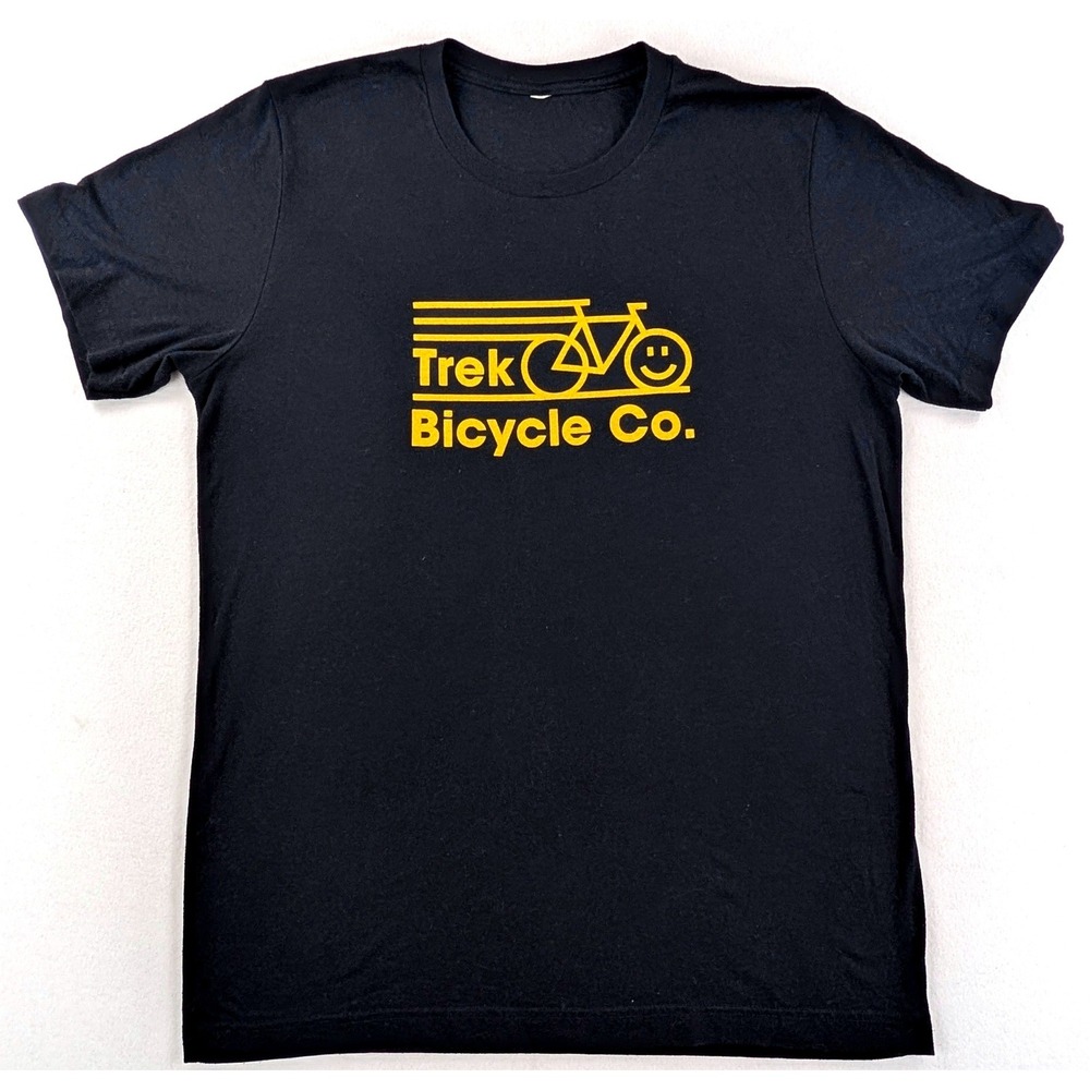 Trek Bicycle Co Portland Smiley Bike Graphic T-Shirt Mens L Black Yellow